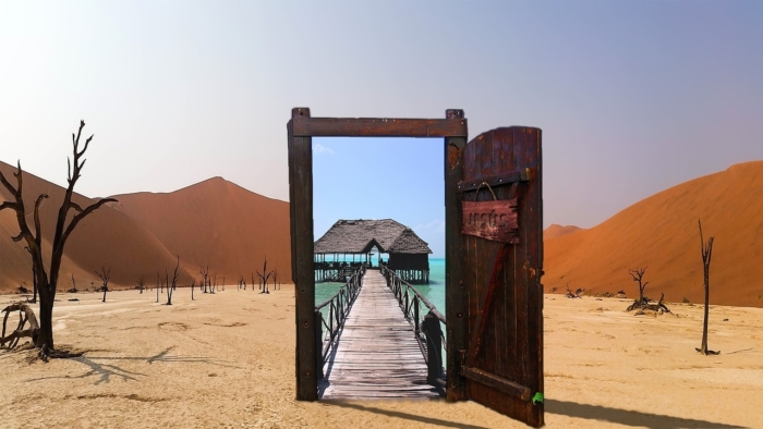 Door to oasis in the desert
