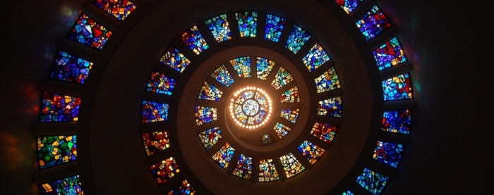 Spiral of stained glass windows